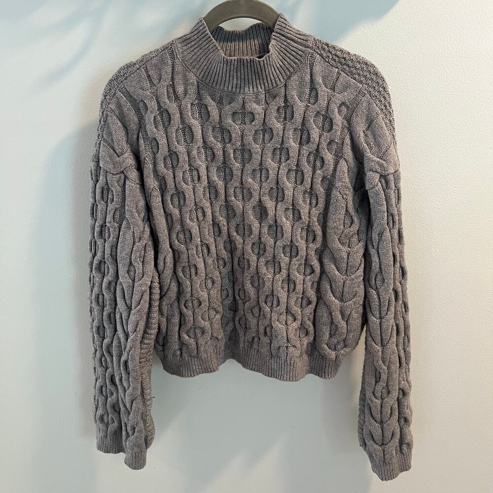 Anthropologie Gray Mockneck Pullover Sweater Size XS